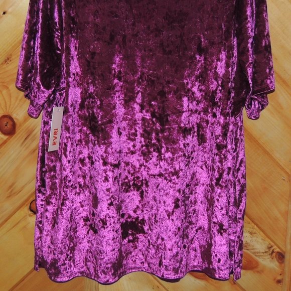 NWT EVRI Burgundy Velvet Pocket Tee Shirt Size 1X - Picture 6 of 6